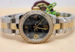 Replica ROLEX Datejust 2-Tone Black Flower 31mm Watch